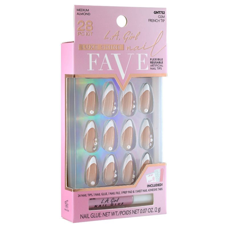 slide 4 of 8, L.A. Girl Luxe Shine Nails Fave - Gem French Tip - 28ct, 28 ct