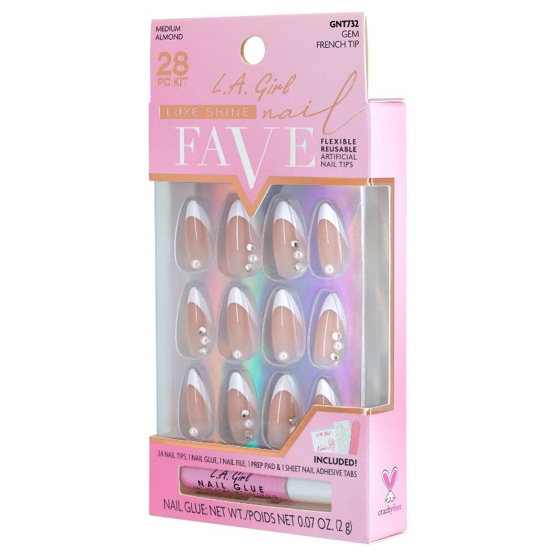 slide 5 of 8, L.A. Girl Luxe Shine Nails Fave - Gem French Tip - 28ct, 28 ct