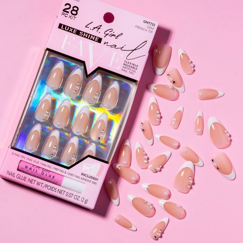 slide 8 of 8, L.A. Girl Luxe Shine Nails Fave - Gem French Tip - 28ct, 28 ct