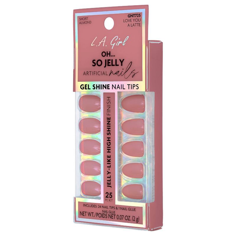 slide 5 of 8, L.A. Girl Oh So Jelly Fake Nail Tips - Love you a Latte - 25ct, 25 ct