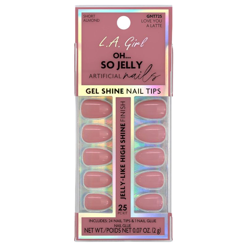slide 1 of 8, L.A. Girl Oh So Jelly Fake Nail Tips - Love you a Latte - 25ct, 25 ct