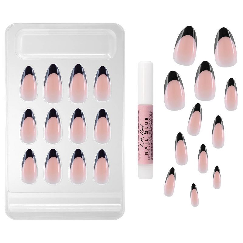 slide 3 of 9, L.A. Girl Luxe Shine Nails Fave - Black French Tip - 28ct, 28 ct