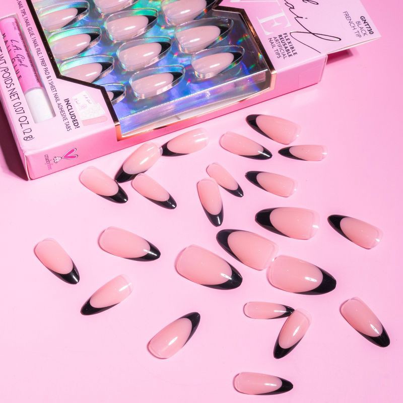 slide 6 of 9, L.A. Girl Luxe Shine Nails Fave - Black French Tip - 28ct, 28 ct