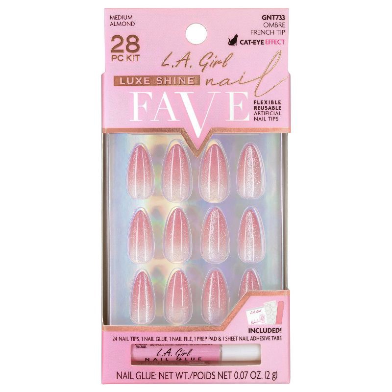 slide 1 of 8, L.A. Girl Luxe Shine Nails Fave - Ombre French Tip - 28ct, 28 ct