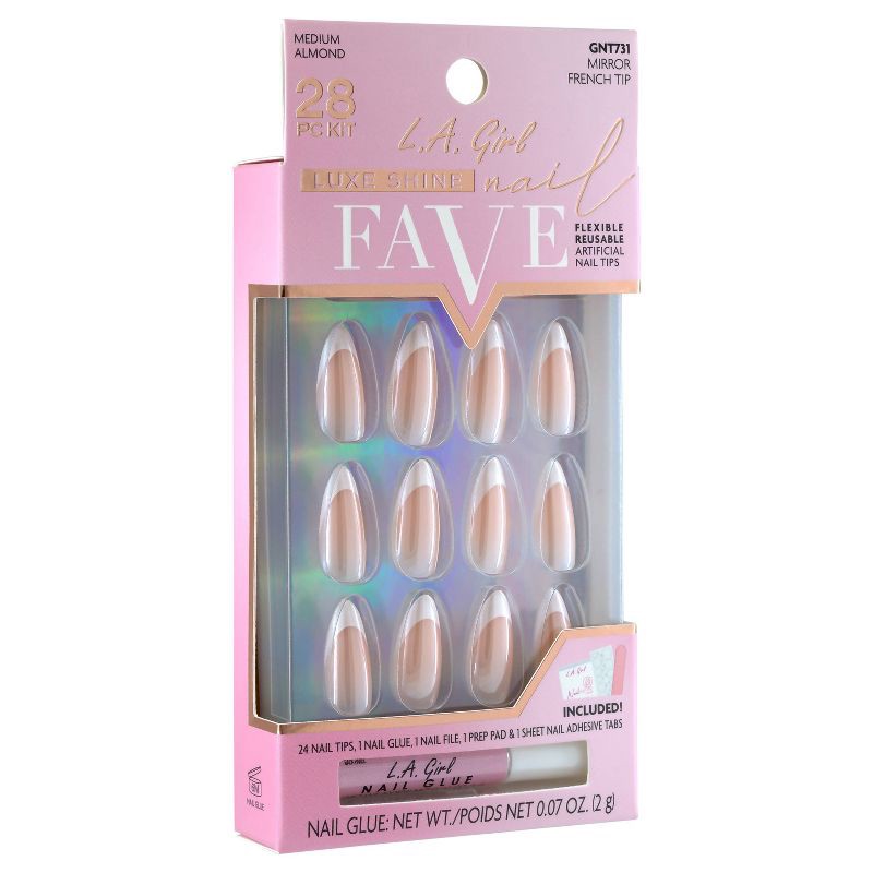 slide 4 of 9, L.A. Girl Luxe Shine Nails Fave - Mirror French Tip - 28ct, 28 ct
