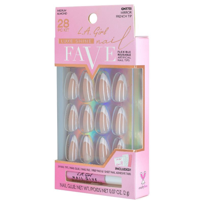 slide 5 of 9, L.A. Girl Luxe Shine Nails Fave - Mirror French Tip - 28ct, 28 ct
