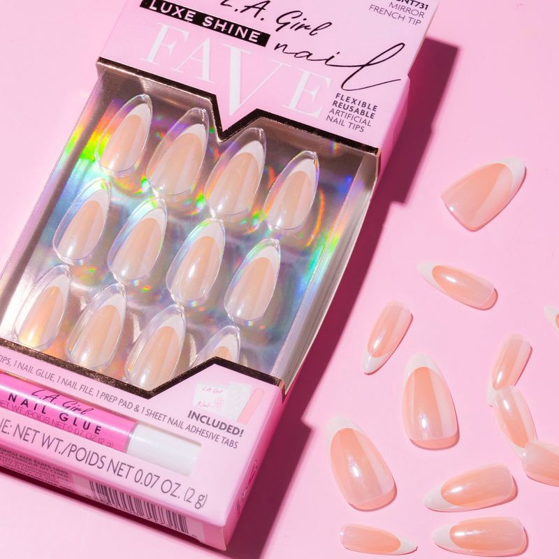 slide 6 of 9, L.A. Girl Luxe Shine Nails Fave - Mirror French Tip - 28ct, 28 ct