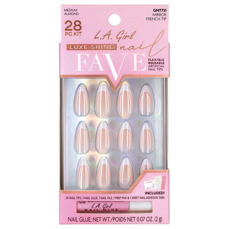 slide 1 of 9, L.A. Girl Luxe Shine Nails Fave - Mirror French Tip - 28ct, 28 ct