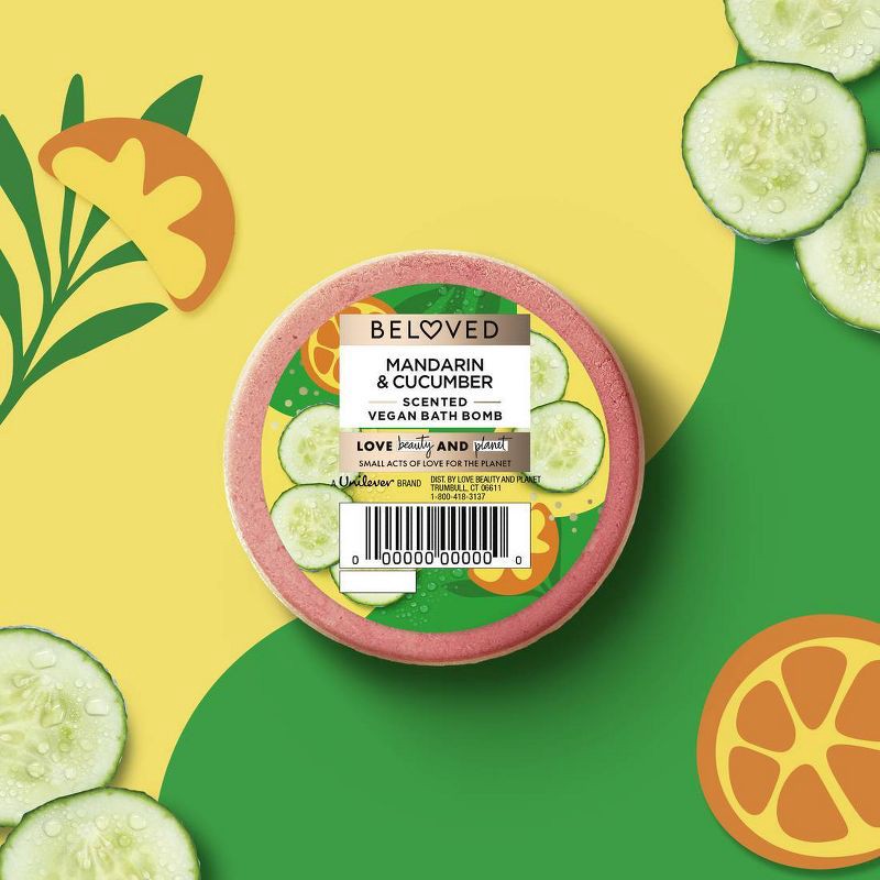 slide 3 of 6, Beloved Mandarin & Cucumber Water Bath Bomb - 4.2oz, 4.2 oz