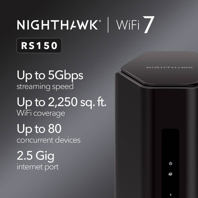 slide 4 of 9, Netgear RS150 BE5000 WiFi 7 Router: Dual Band, Gigabit Ethernet, Parental Controls, 1 ct