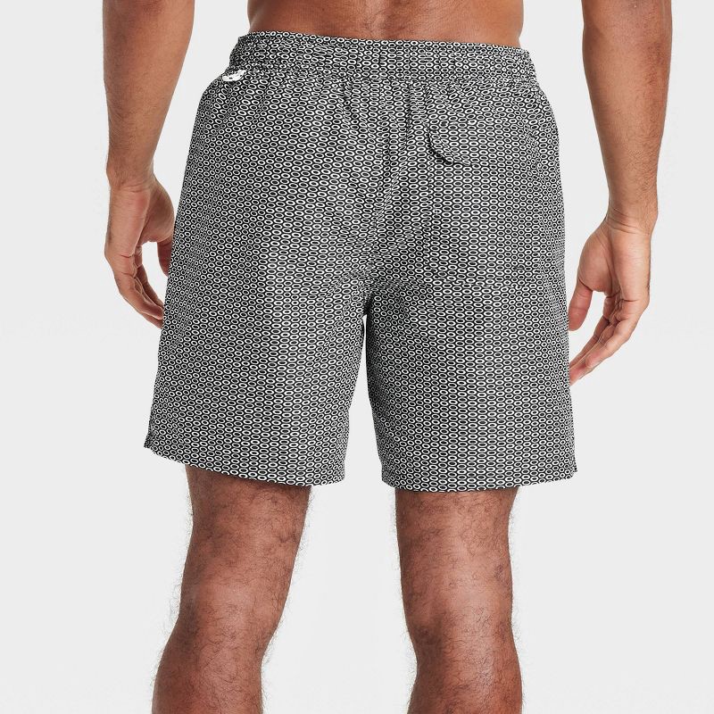 slide 2 of 3, Men's 7" Swim Shorts - Goodfellow & Co™ Black XXL: Geometric Pattern, Mesh Liner, UPF 50+ Protection, 1 ct