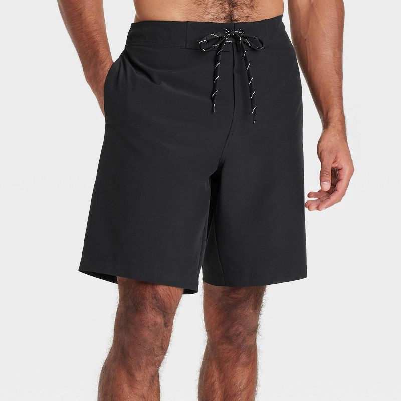 slide 1 of 3, Men's 9" Regular Fit Swim Trunks - Goodfellow & Co™ Black M, 1 ct