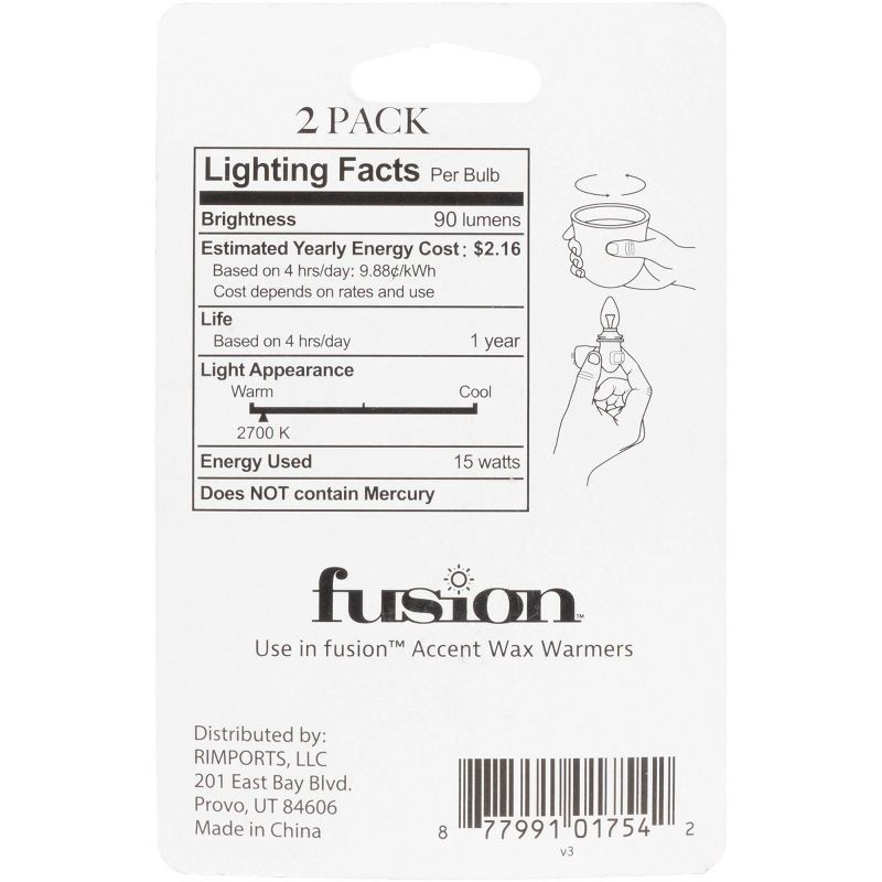 slide 2 of 3, Fusion 2pk 15W Light Bulbs for Wax Warmers, 2 ct