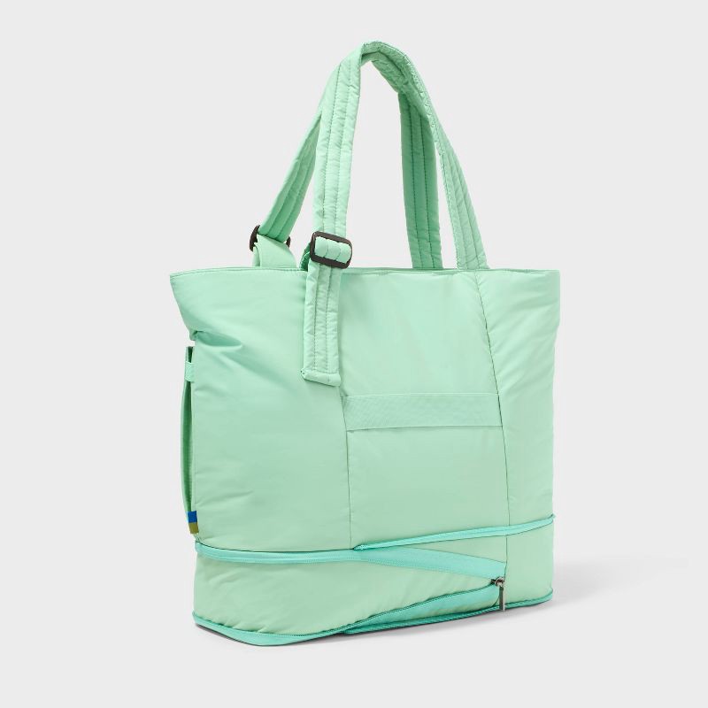 slide 3 of 5, Puffer Expandable Weekender Bag - Open Story™ Sage Green: Travel Softside Carry On, 1 ct