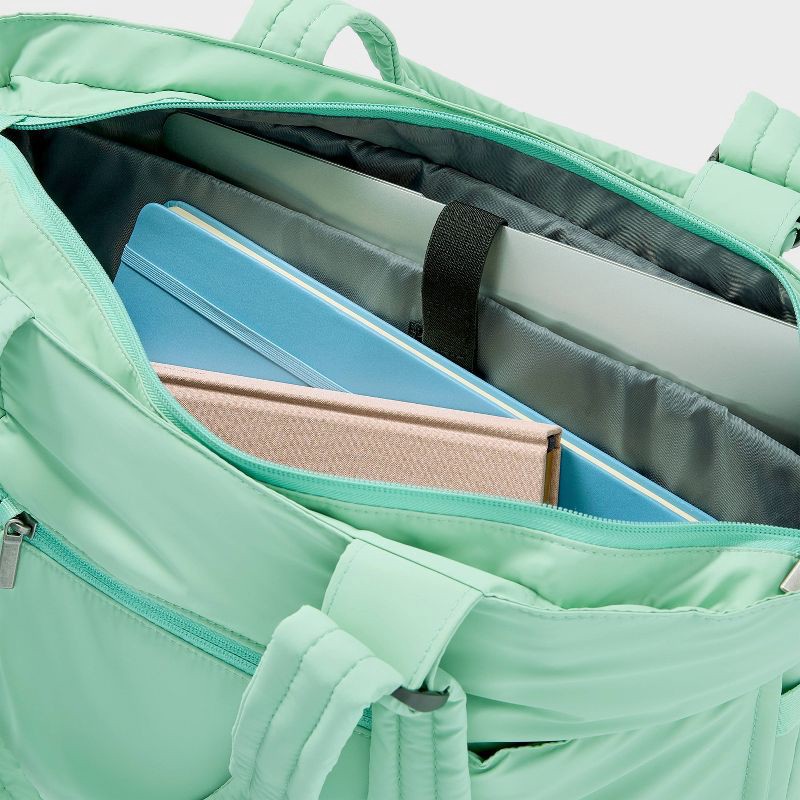 slide 4 of 5, Puffer Expandable Weekender Bag - Open Story™ Sage Green: Travel Softside Carry On, 1 ct