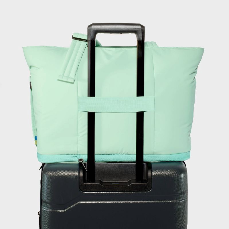 slide 5 of 5, Puffer Expandable Weekender Bag - Open Story™ Sage Green: Travel Softside Carry On, 1 ct