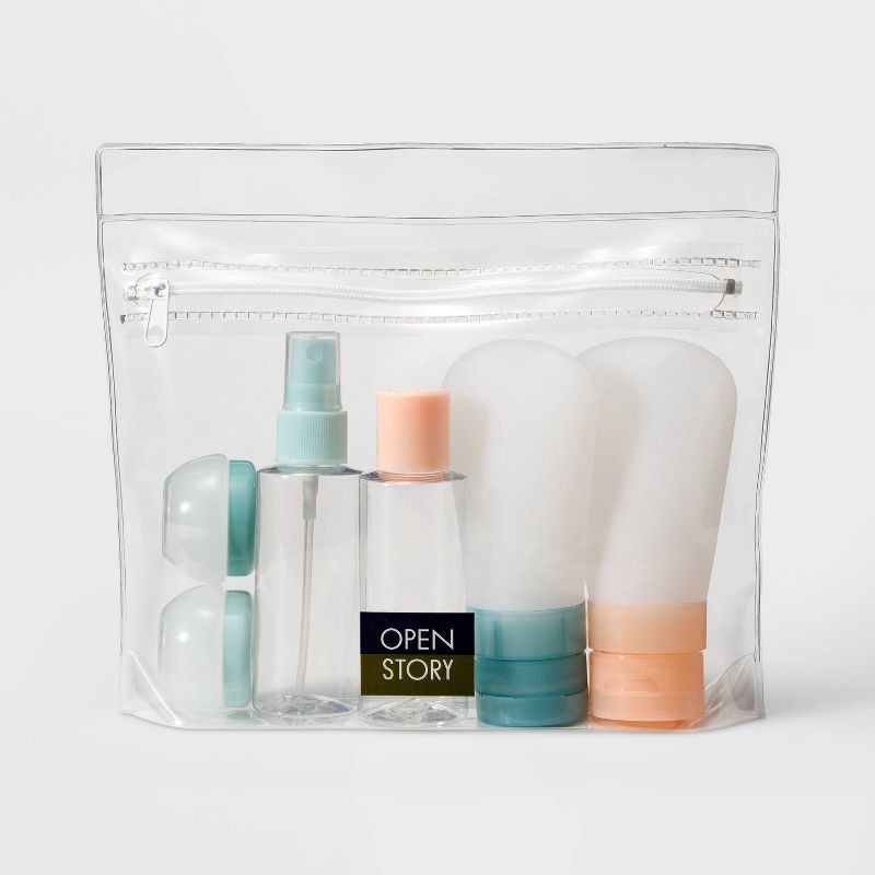 slide 1 of 3, 7pc Toiletry Bag Set - Open Story™️: Silicone & EVA Luggage Accessories, 7 ct