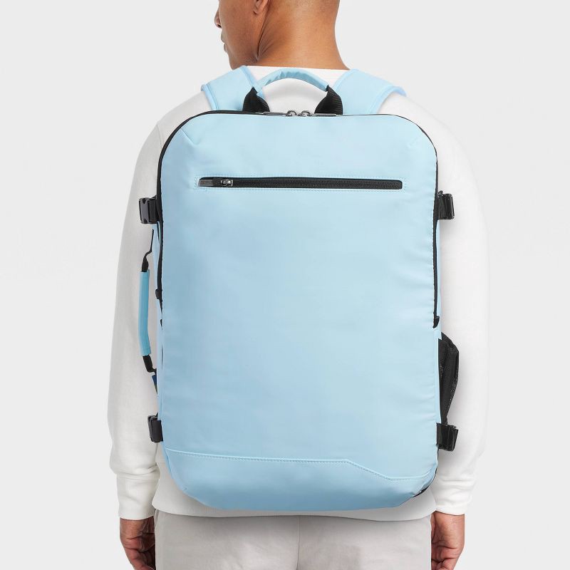 slide 2 of 7, 40L Travel Backpack With Expansion - Open Story™ Blue: Water-Resistant Twill Material, 40 liter