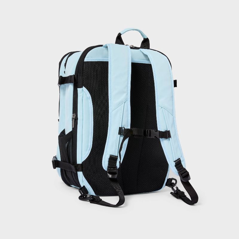 slide 5 of 7, 40L Travel Backpack With Expansion - Open Story™ Blue: Water-Resistant Twill Material, 40 liter