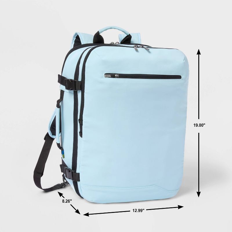 slide 7 of 7, 40L Travel Backpack With Expansion - Open Story™ Blue: Water-Resistant Twill Material, 40 liter