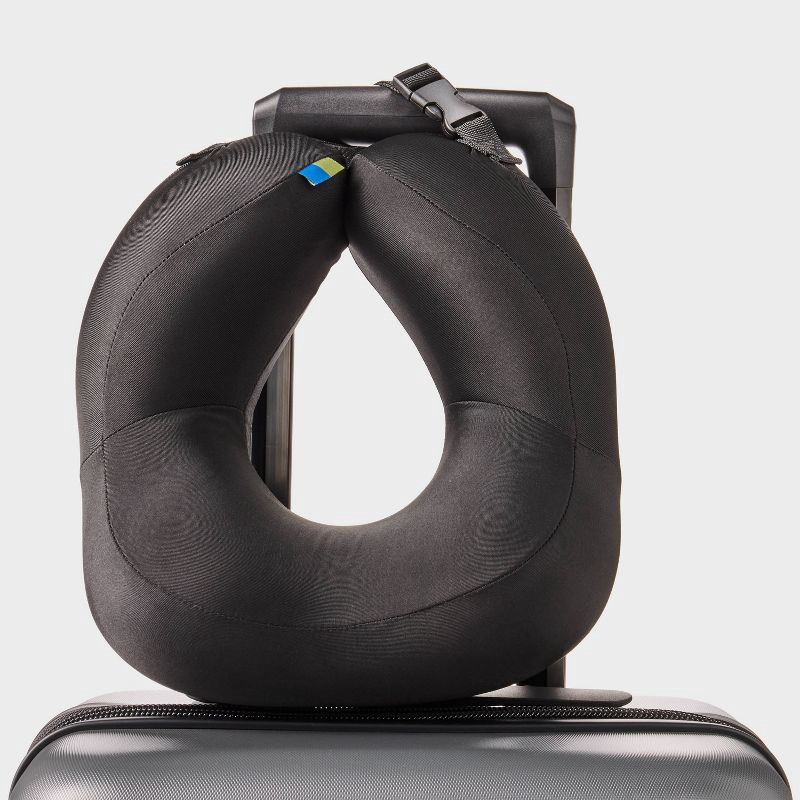 slide 2 of 3, Contoured Memory Foam Neck Pillow - Open Story™ Black: U-Shape Travel Support, 1 ct