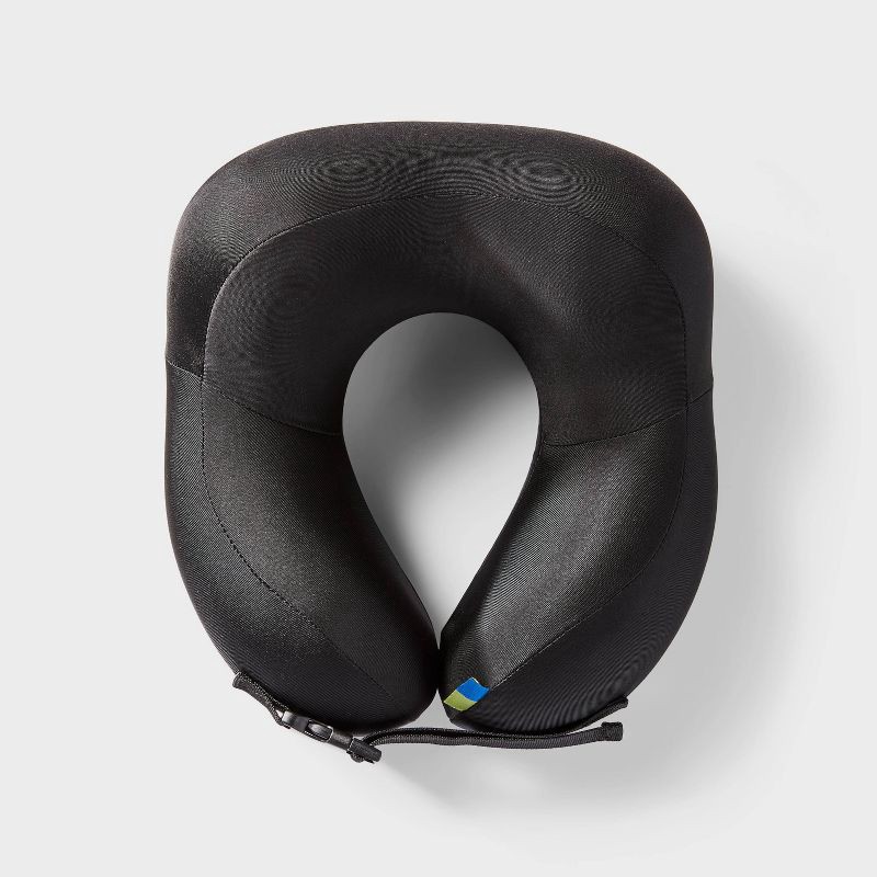 slide 1 of 3, Contoured Memory Foam Neck Pillow - Open Story™ Black: U-Shape Travel Support, 1 ct