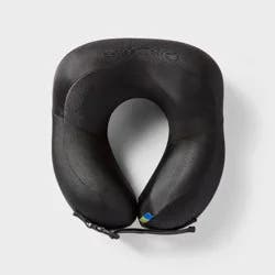 Contoured Memory Foam Neck Pillow - Open Story™ Black: U-Shape Travel Support