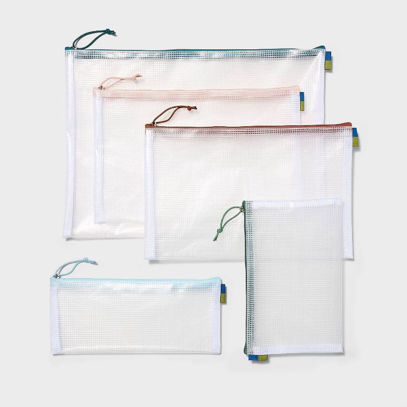 slide 1 of 3, 5pc Clear Toiletry Set - Open Story™️: Travel Cosmetic Storage Pouches, 5 ct