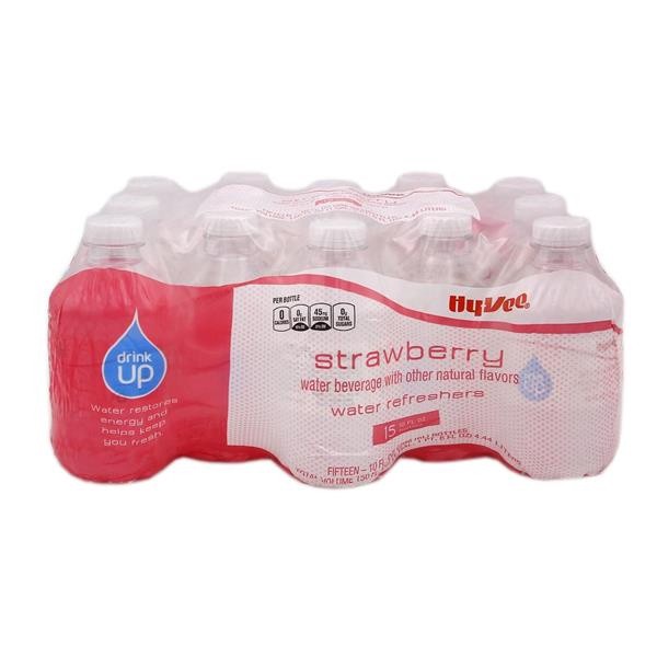 slide 1 of 1, Hy-Vee Flavored Water Strawberry - 10 fl oz, 10 fl oz