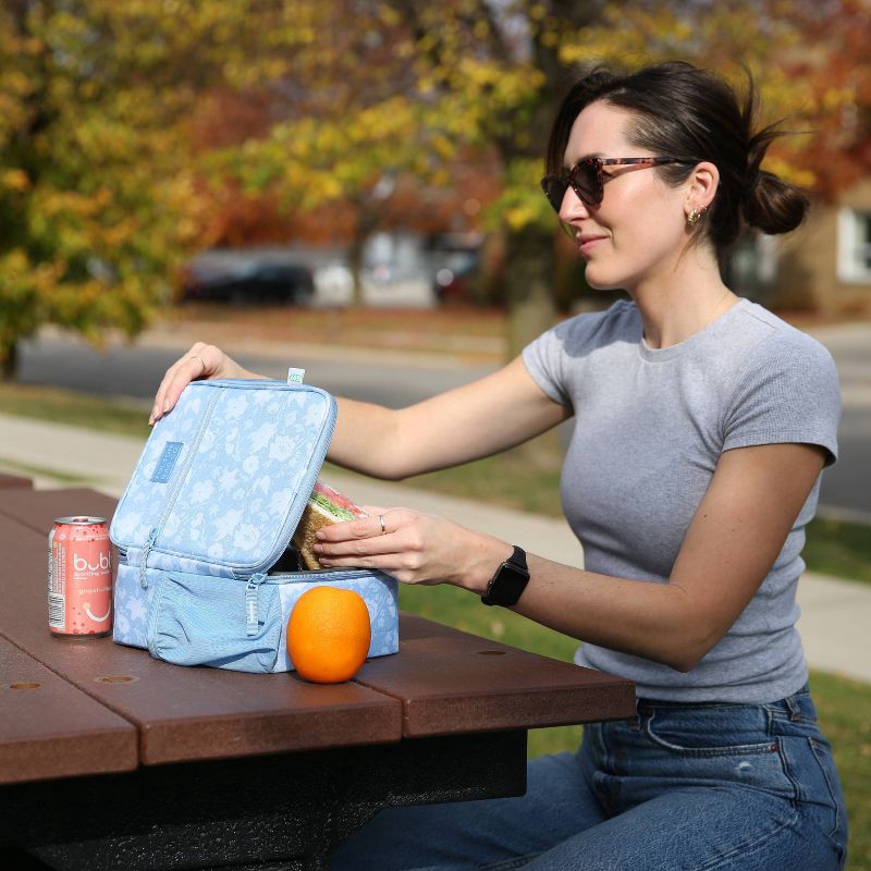 slide 9 of 14, Fulton Bag Co. Upright Lunch Bag - Powder Blue Floral, 1 ct