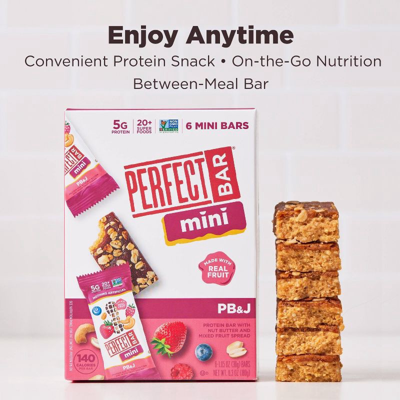 slide 7 of 12, Perfect Bar Gluten-Free PB&J Mini Protein Bars - 6.3oz/6ct, 6.3 oz, 6 ct
