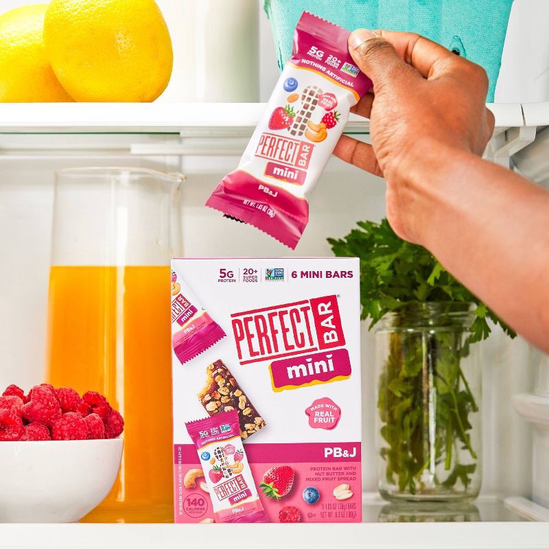 slide 8 of 12, Perfect Bar Gluten-Free PB&J Mini Protein Bars - 6.3oz/6ct, 6.3 oz, 6 ct