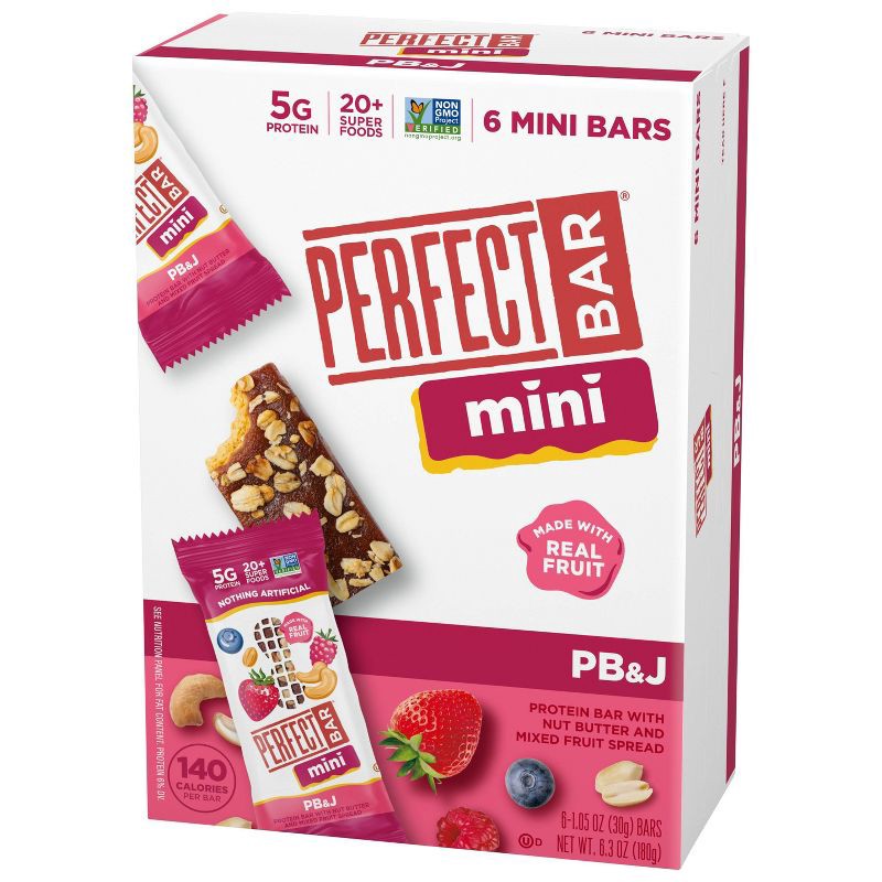 slide 11 of 12, Perfect Bar Gluten-Free PB&J Mini Protein Bars - 6.3oz/6ct, 6.3 oz, 6 ct