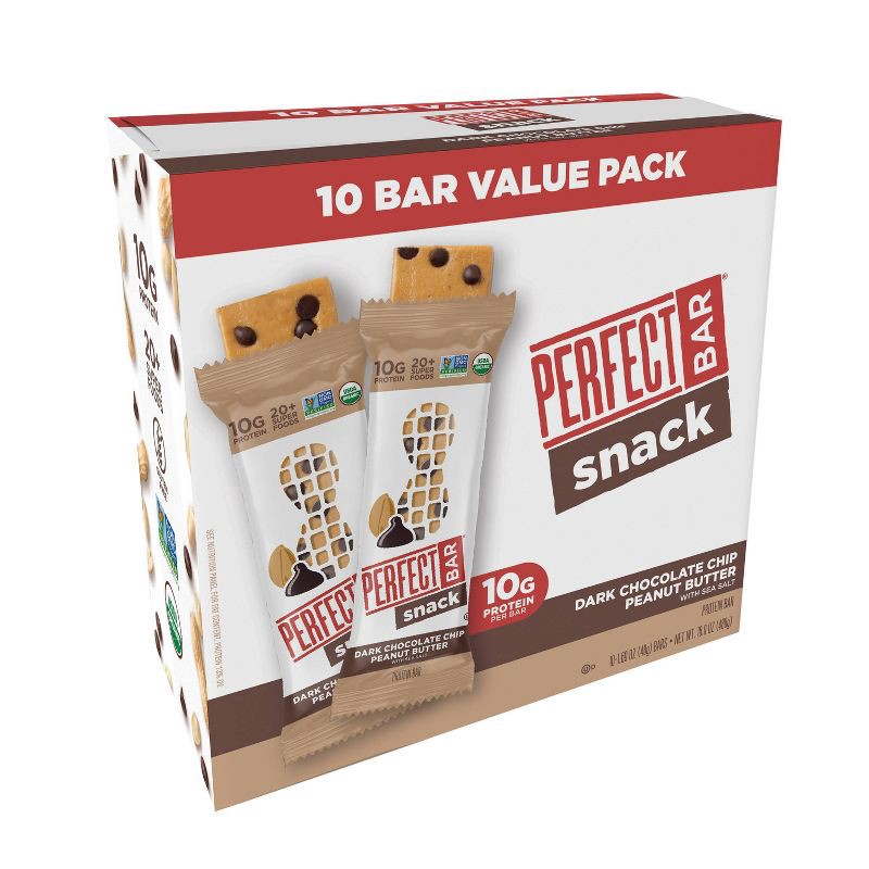 slide 6 of 9, Perfect Bar Organic Snack Dark Chocolate Chip Peanut Butter Protein Bars - 16.9oz/10ct, 16.9 oz, 10 ct