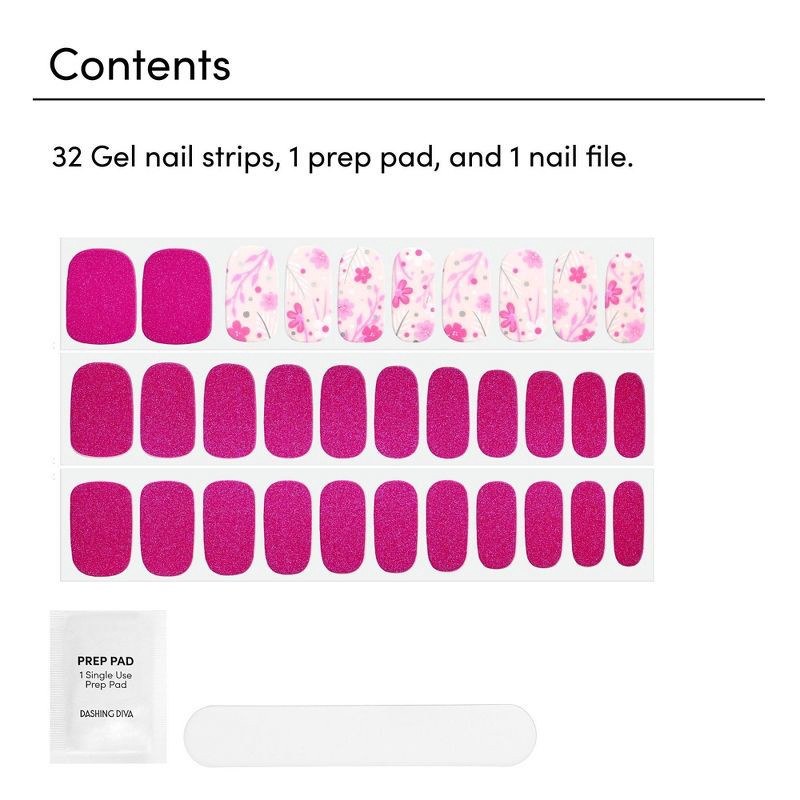slide 4 of 7, Dashing Diva Gloss Gel Nail Polish Strips - Fluer Flair - 32ct, 32 ct