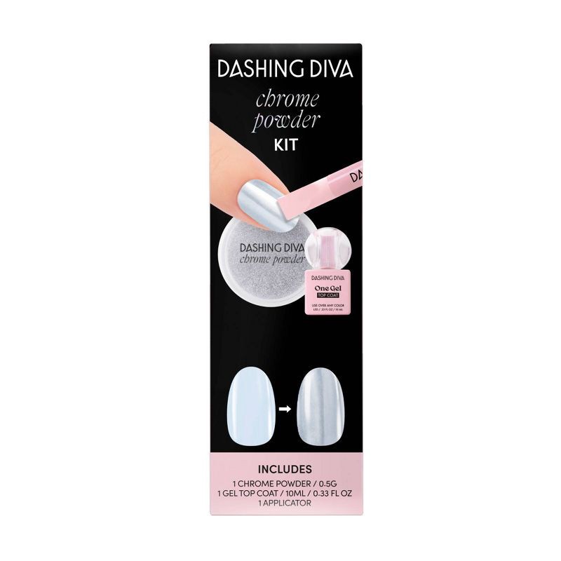 slide 1 of 9, Dashing Diva Chrome Powder Kit - Silver Chrome - 3ct, 3 ct