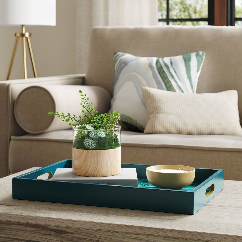 slide 2 of 3, 3.39"x13.79" Decorative Tray Green - Threshold™, 1 ct