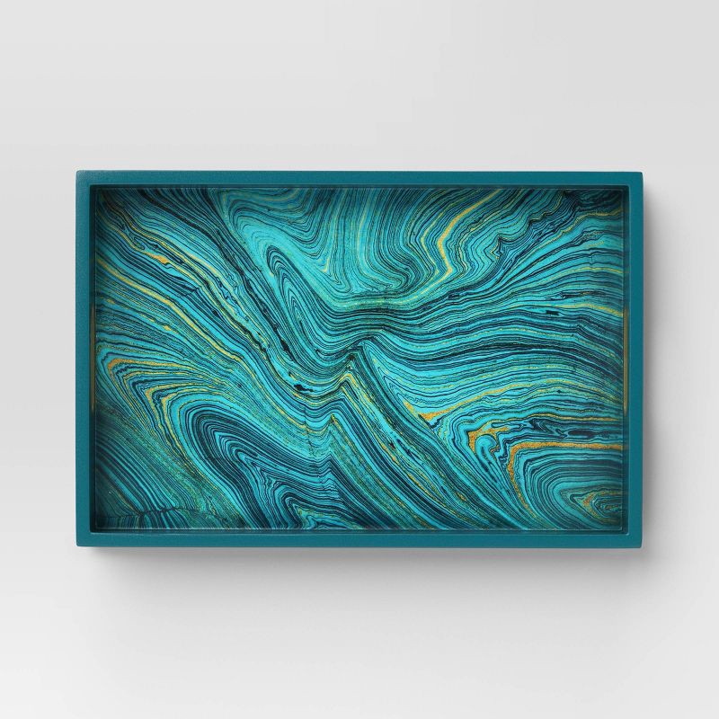 slide 3 of 3, 3.39"x13.79" Decorative Tray Green - Threshold™, 1 ct