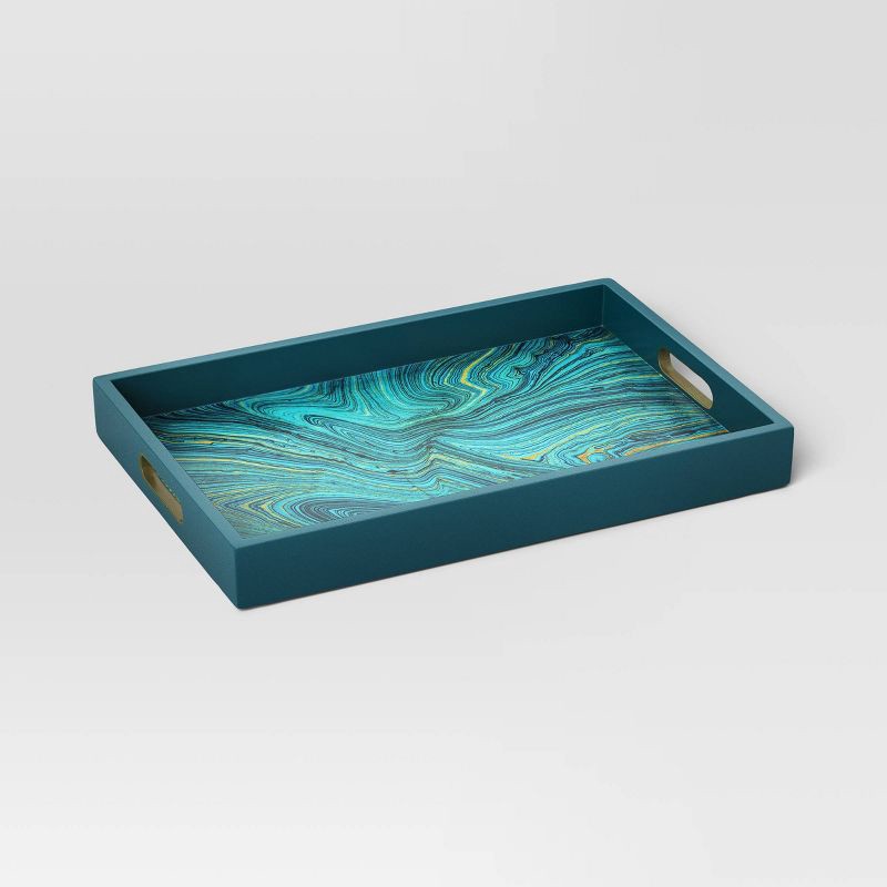 slide 1 of 3, 3.39"x13.79" Decorative Tray Green - Threshold™, 1 ct