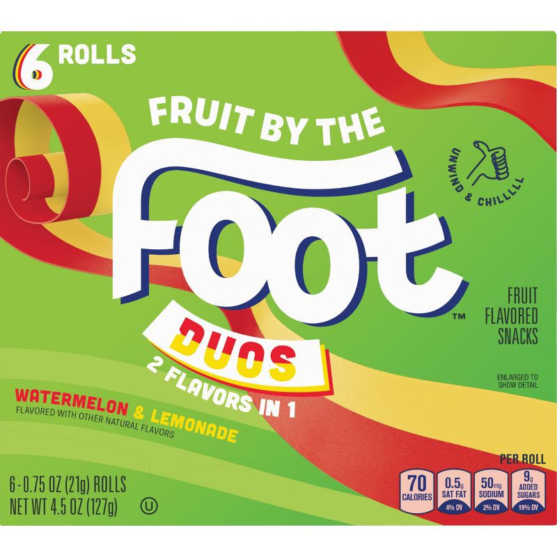 slide 9 of 10, Fruit by the Foot Duos Fruit Snacks Watermelon & Lemonade - 4.5oz/6ct, 6 ct; 4.5 oz