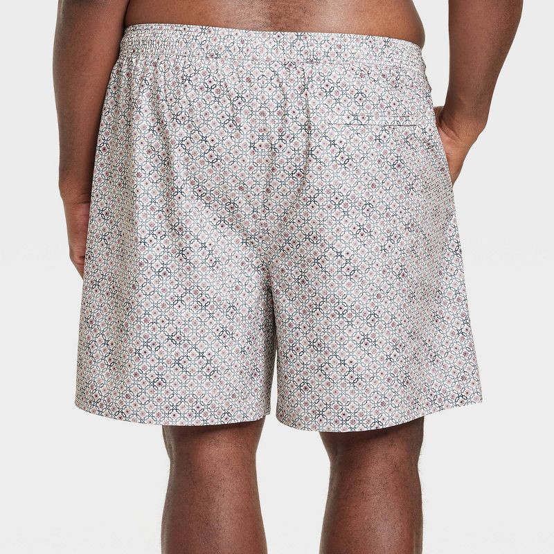 slide 2 of 4, Men's 7" Swim Trunks with Boxer Brief Liner - Goodfellow & Co™ Cream L, 1 ct