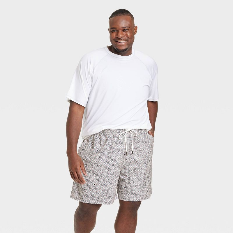 slide 3 of 4, Men's 7" Swim Trunks with Boxer Brief Liner - Goodfellow & Co™ Cream L, 1 ct