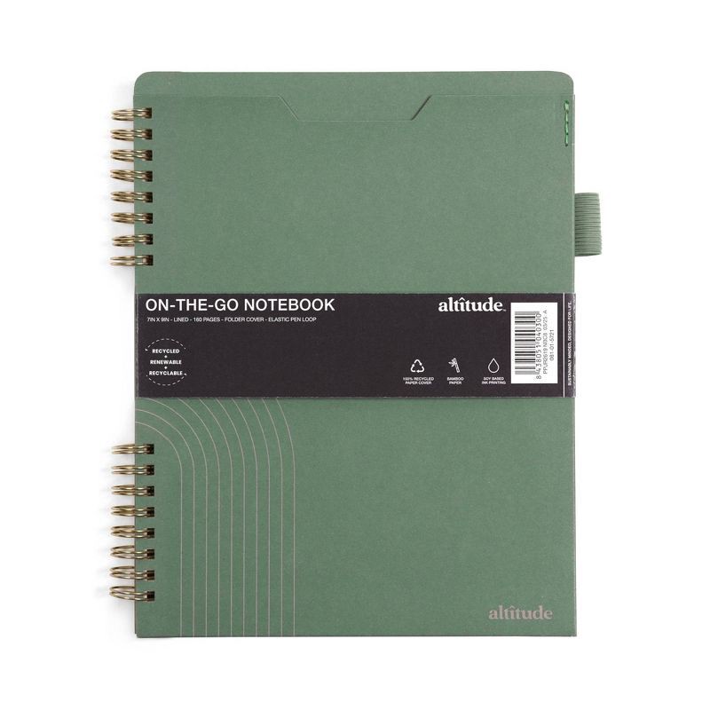 slide 3 of 10, Altitude 160pg Ruled Journal with Folder Cover 7"x9" Dark Sage Arch, 1 ct