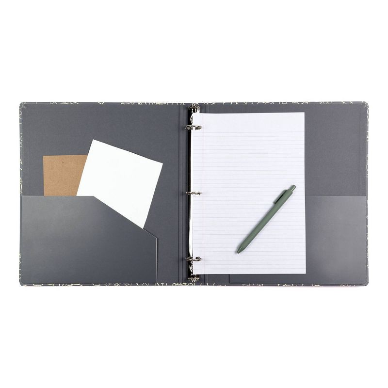 slide 5 of 8, Yoobi Evolve 1" O-Ring Binder 220 Sheet Capacity Navy Succulents, 1 ct