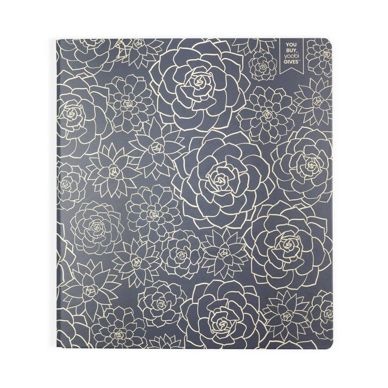 slide 1 of 8, Yoobi Evolve 1" O-Ring Binder 220 Sheet Capacity Navy Succulents, 1 ct