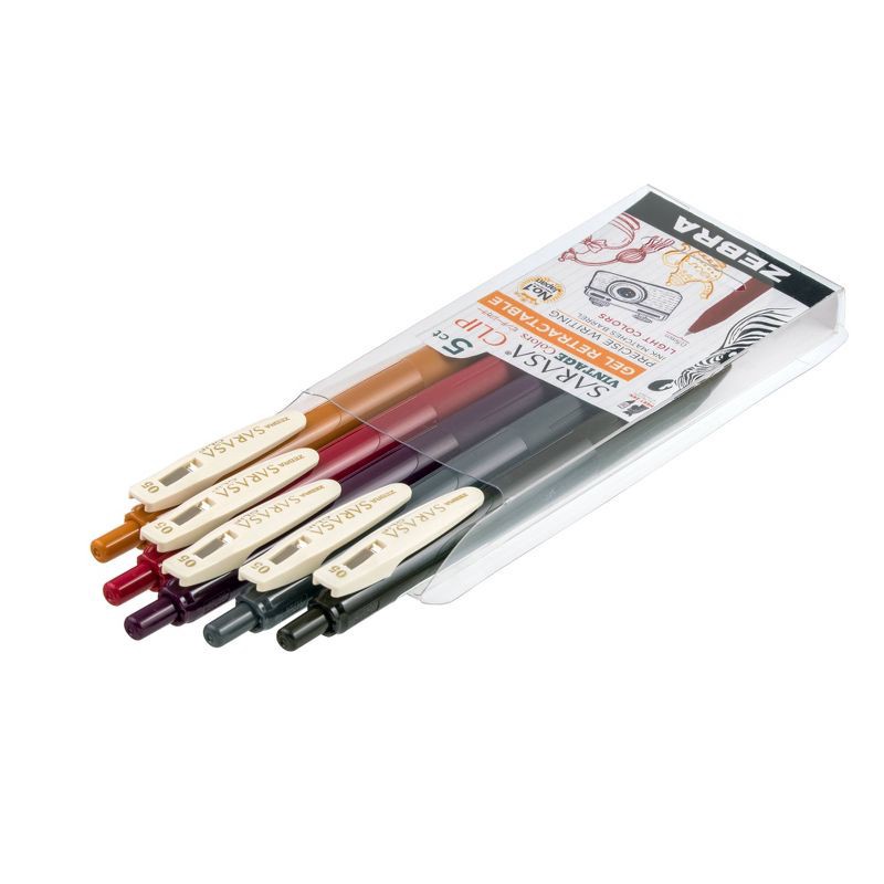 slide 3 of 7, Zebra Sarasa Vintage 5pk, 5 ct