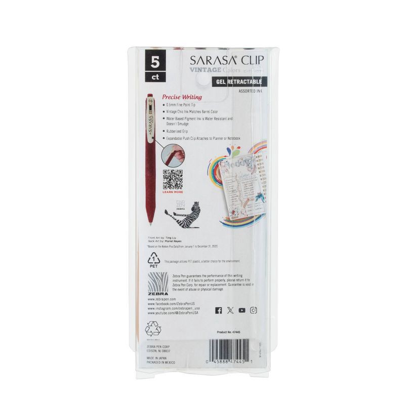 slide 7 of 7, Zebra Sarasa Vintage 5pk, 5 ct