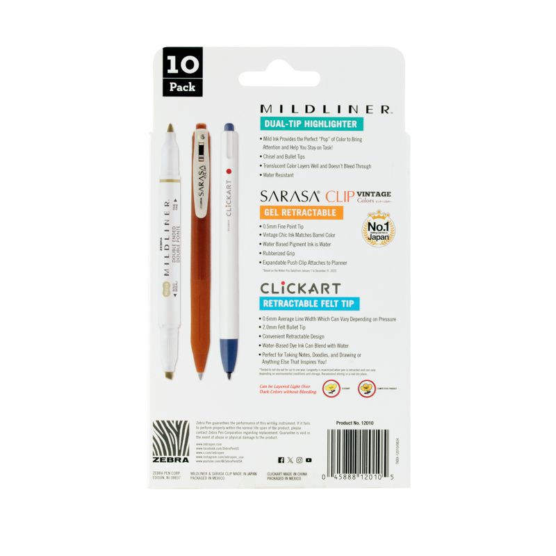 slide 3 of 3, 12pk Zebra Vintage Journaling Marker Set, 12 ct