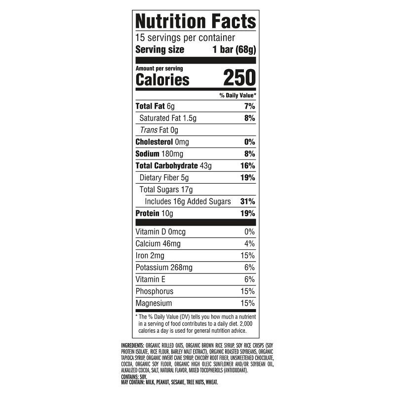 slide 4 of 12, CLIF Bar Chocolate Brownie Granola Plant-Based Soy Protein Bars Made with Organic Oats - 10g Protein - 36oz/15ct, 10 gram, 36 oz, 15 ct