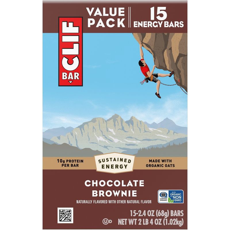 slide 9 of 12, CLIF Bar Chocolate Brownie Granola Plant-Based Soy Protein Bars Made with Organic Oats - 10g Protein - 36oz/15ct, 10 gram, 36 oz, 15 ct